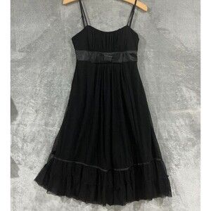 Vintage Forever 21 Black Babydoll Swiss Dot Lace Tulle Dress Knee Length Sz S